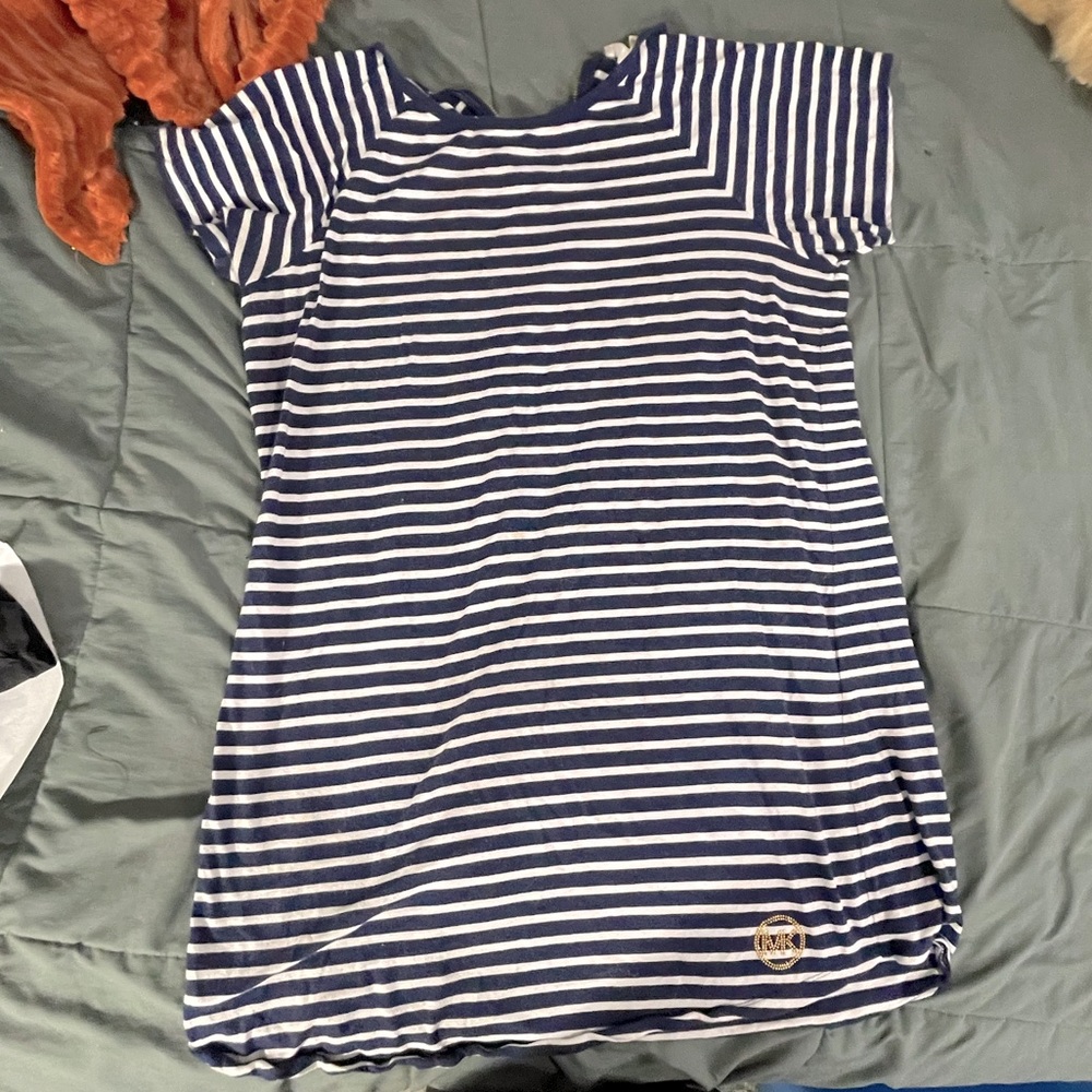 Navy and white striped Michael Kors dress with gems
